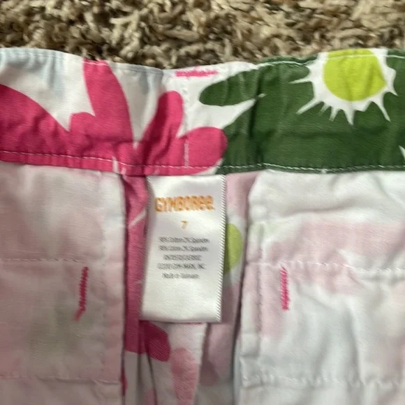 Gymboree Floral Capris Pink Green Blue girls 7 - Picture 3 of 5